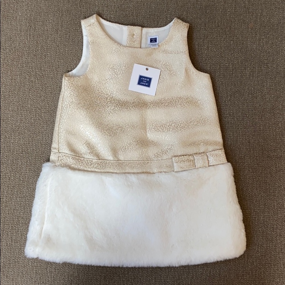 Janie and Jack Gold and Fur Dress
